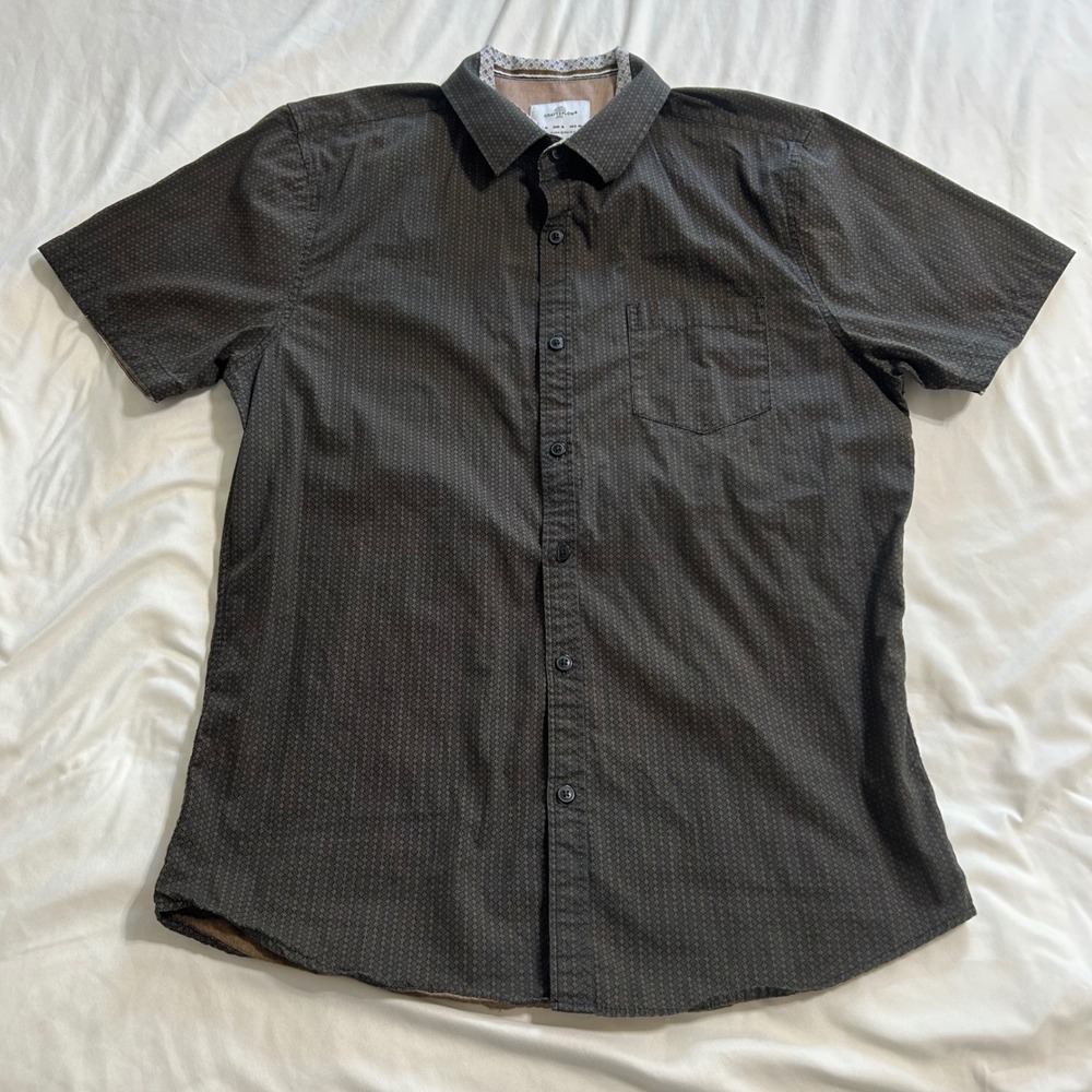 Craft + Flow Men's Medium Short Sleeve Button Down Shirt Brown